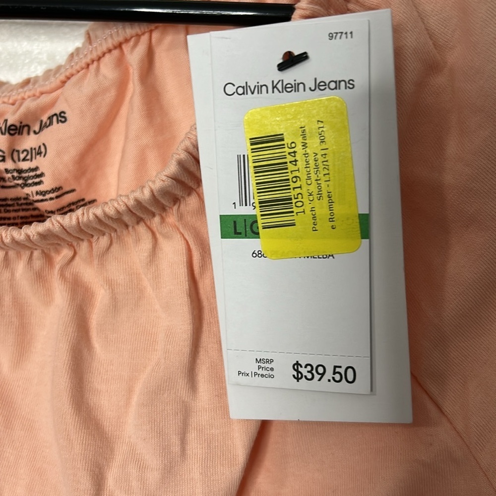 NWT Calvin Klein Jeans Peach Romper Women’s Large 12/14 Summer Shorts Jumpsuit - Picture 4 of 7
